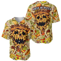 Skull Pizza Pattern Baseball Jersey Rest in pizza - Wonder Print Shop