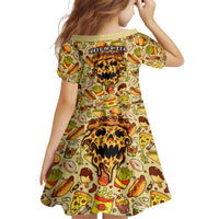 Skull Pizza Pattern Family Matching Long Sleeve Bodycon Dress and Hawaiian Shirt Rest in pizza - Wonder Print Shop