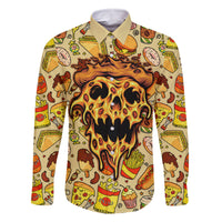 Skull Pizza Pattern Family Matching Long Sleeve Bodycon Dress and Hawaiian Shirt Rest in pizza - Wonder Print Shop