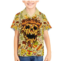 Skull Pizza Pattern Family Matching Mermaid Dress and Hawaiian Shirt Rest in pizza - Wonder Print Shop