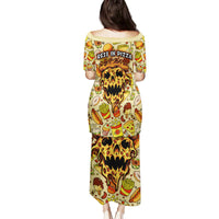 Skull Pizza Pattern Family Matching Puletasi Dress and Hawaiian Shirt Rest in pizza - Wonder Print Shop