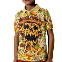 Skull Pizza Pattern Kid Polo Shirt Rest in pizza - Wonder Print Shop