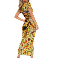 Skull Pizza Pattern Short Sleeve Bodycon Dress Rest in pizza - Wonder Print Shop