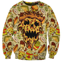 Skull Pizza Pattern Sweatshirt Rest in pizza - Wonder Print Shop