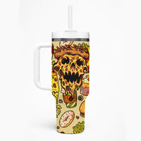 Skull Pizza Pattern Tumbler With Handle Rest in pizza - Wonder Print Shop