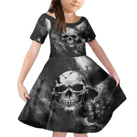 Skull Grunge Pattern Family Matching Mermaid Dress and Hawaiian Shirt Warning I'm an Asshole - Wonder Print Shop