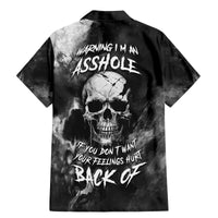 Skull Grunge Pattern Family Matching Mermaid Dress and Hawaiian Shirt Warning I'm an Asshole - Wonder Print Shop