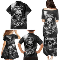Skull Grunge Pattern Family Matching Puletasi Dress and Hawaiian Shirt Warning I'm an Asshole - Wonder Print Shop