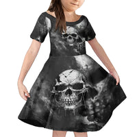 Skull Grunge Pattern Kid Short Sleeve Dress Warning I'm an Asshole - Wonder Print Shop