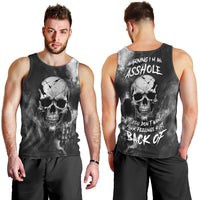 Skull Grunge Pattern Men Tank Top Warning I'm an Asshole - Wonder Print Shop