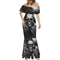 Skull Grunge Pattern Mermaid Dress Warning I'm an Asshole - Wonder Print Shop
