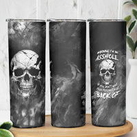 Skull Grunge Pattern Skinny Tumbler Warning I'm an Asshole - Wonder Print Shop