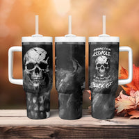 Skull Grunge Pattern Tumbler With Handle Warning I'm an Asshole - Wonder Print Shop