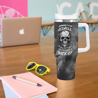 Skull Grunge Pattern Tumbler With Handle Warning I'm an Asshole - Wonder Print Shop