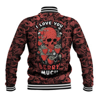 Skull pattern Baseball Jacket I Love You Berry Much - Wonder Print Shop