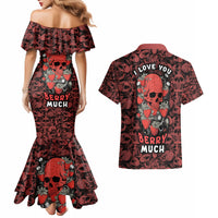 Skull pattern Couples Matching Mermaid Dress and Hawaiian Shirt I Love You Berry Much - Wonder Print Shop