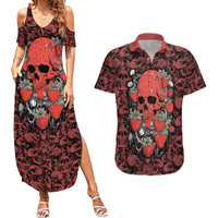 Skull pattern Couples Matching Summer Maxi Dress and Hawaiian Shirt I Love You Berry Much - Wonder Print Shop