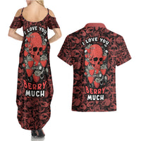 Skull pattern Couples Matching Summer Maxi Dress and Hawaiian Shirt I Love You Berry Much - Wonder Print Shop