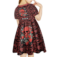 Skull pattern Kid Short Sleeve Dress I Love You Berry Much - Wonder Print Shop