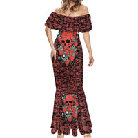 Skull pattern Mermaid Dress I Love You Berry Much - Wonder Print Shop