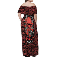 Skull pattern Off Shoulder Maxi Dress I Love You Berry Much - Wonder Print Shop