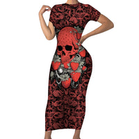 Skull pattern Short Sleeve Bodycon Dress I Love You Berry Much - Wonder Print Shop