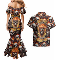 Flaming Skull Couples Matching Mermaid Dress and Hawaiian Shirt Judge Me When You're Perfect Otherwise Shut Up - Wonder Print Shop