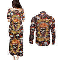 Flaming Skull Couples Matching Puletasi Dress and Long Sleeve Button Shirts Judge Me When You're Perfect Otherwise Shut Up - Wonder Print Shop