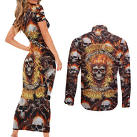 Flaming Skull Couples Matching Short Sleeve Bodycon Dress and Long Sleeve Button Shirts Judge Me When You're Perfect Otherwise Shut Up - Wonder Print Shop