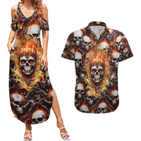 Flaming Skull Couples Matching Summer Maxi Dress and Hawaiian Shirt Judge Me When You're Perfect Otherwise Shut Up - Wonder Print Shop