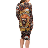 Flaming Skull Long Sleeve Bodycon Dress Judge Me When You're Perfect Otherwise Shut Up - Wonder Print Shop