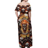 Flaming Skull Off Shoulder Maxi Dress Judge Me When You're Perfect Otherwise Shut Up - Wonder Print Shop