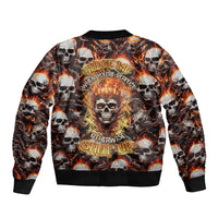 Flaming Skull Sleeve Zip Bomber Jacket Judge Me When You're Perfect Otherwise Shut Up - Wonder Print Shop