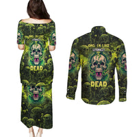 Zombie Skull Couples Matching Puletasi Dress and Long Sleeve Button Shirts I'm Like Literally Dead - Wonder Print Shop