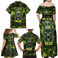 Zombie Skull Family Matching Off Shoulder Maxi Dress and Hawaiian Shirt I'm Like Literally Dead - Wonder Print Shop