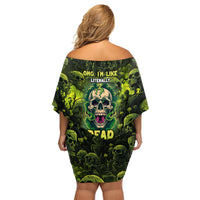 Zombie Skull Family Matching Off Shoulder Short Dress and Hawaiian Shirt I'm Like Literally Dead - Wonder Print Shop