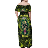 Zombie Skull Off Shoulder Maxi Dress I'm Like Literally Dead - Wonder Print Shop