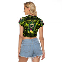 Zombie Skull Raglan Cropped T Shirt I'm Like Literally Dead - Wonder Print Shop