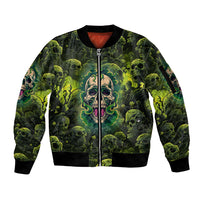 Zombie Skull Sleeve Zip Bomber Jacket I'm Like Literally Dead - Wonder Print Shop