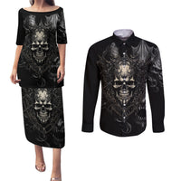 Skull Demon Fantasy Couples Matching Puletasi Dress and Long Sleeve Button Shirts Time To Unleash A Litte Hell - Wonder Print Shop