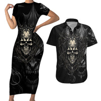 Skull Demon Fantasy Couples Matching Short Sleeve Bodycon Dress and Hawaiian Shirt Time To Unleash A Litte Hell - Wonder Print Shop