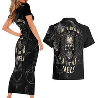 Skull Demon Fantasy Couples Matching Short Sleeve Bodycon Dress and Hawaiian Shirt Time To Unleash A Litte Hell - Wonder Print Shop