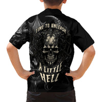 Skull Demon Fantasy Family Matching Short Sleeve Bodycon Dress and Hawaiian Shirt Time To Unleash A Litte Hell - Wonder Print Shop