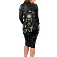 Skull Demon Fantasy Long Sleeve Bodycon Dress Time To Unleash A Litte Hell - Wonder Print Shop