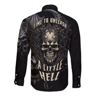 Skull Demon Fantasy Long Sleeve Button Shirt Time To Unleash A Litte Hell - Wonder Print Shop