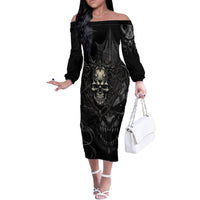 Skull Demon Fantasy Off The Shoulder Long Sleeve Dress Time To Unleash A Litte Hell - Wonder Print Shop