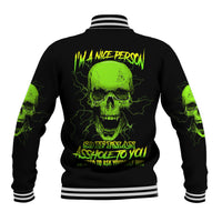 I'm A Nice Person Skull Baseball Jacket - Wonder Print Shop