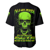 I'm A Nice Person Skull Baseball Jersey - Wonder Print Shop