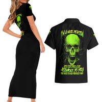I'm A Nice Person Skull Couples Matching Short Sleeve Bodycon Dress and Hawaiian Shirt - Wonder Print Shop
