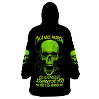 I'm A Nice Person Skull Wearable Blanket Hoodie - Wonder Print Shop